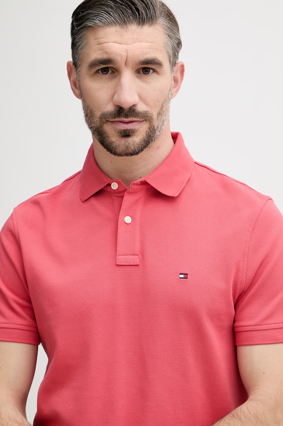 Tommy Hilfiger polo męskie bawełniane z elastanem różowy MW0MW17770.