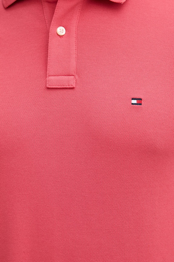 Tommy Hilfiger polo męskie bawełniane z elastanem MW0MW17770. różowy