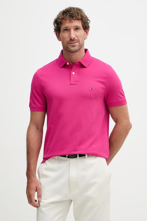 Tommy Hilfiger polo męskie bawełniane z elastanem różowy MW0MW17770.
