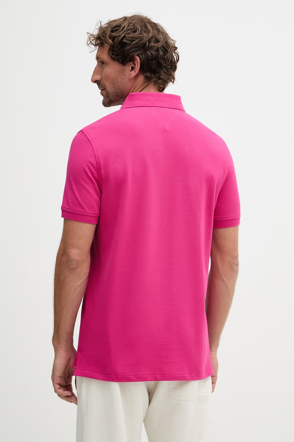 Odzież Tommy Hilfiger polo męskie bawełniane z elastanem MW0MW17770. różowy