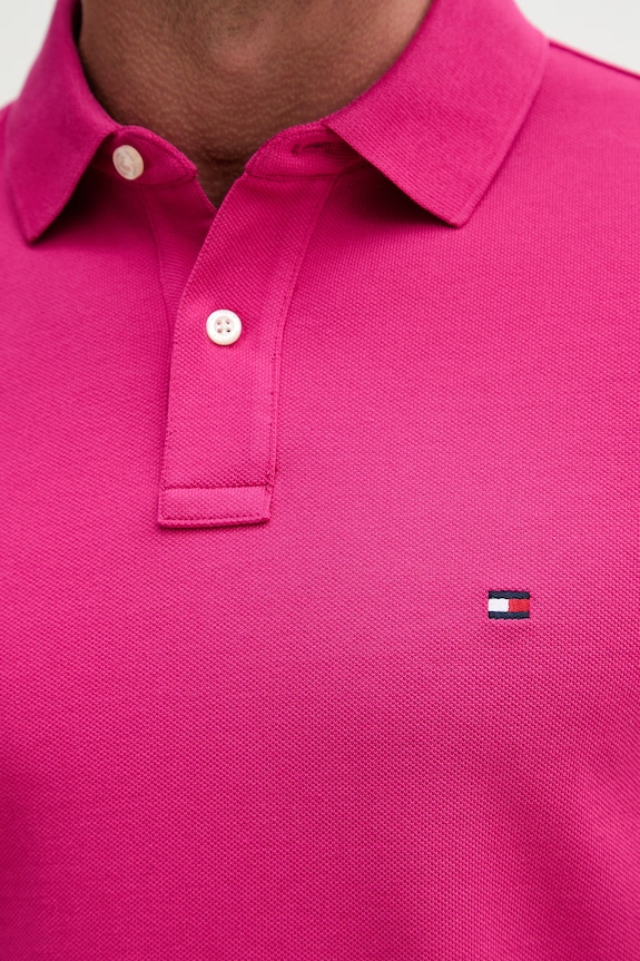 Tommy Hilfiger polo męskie bawełniane z elastanem MW0MW17770. różowy