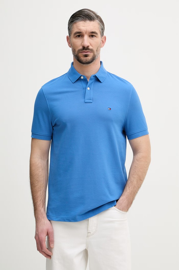 Tommy Hilfiger polo męskie bawełniane z elastanem niebieski MW0MW17770.