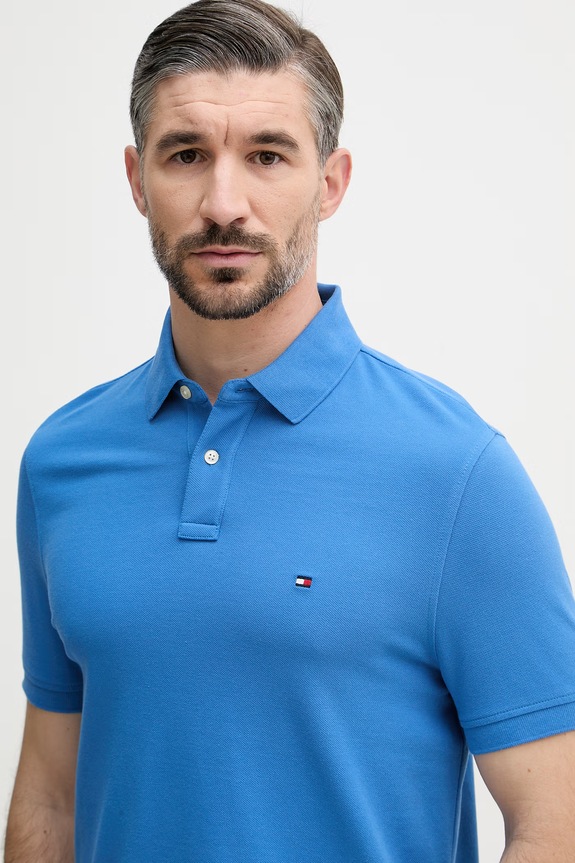 Tommy Hilfiger polo męskie bawełniane z elastanem niebieski MW0MW17770.