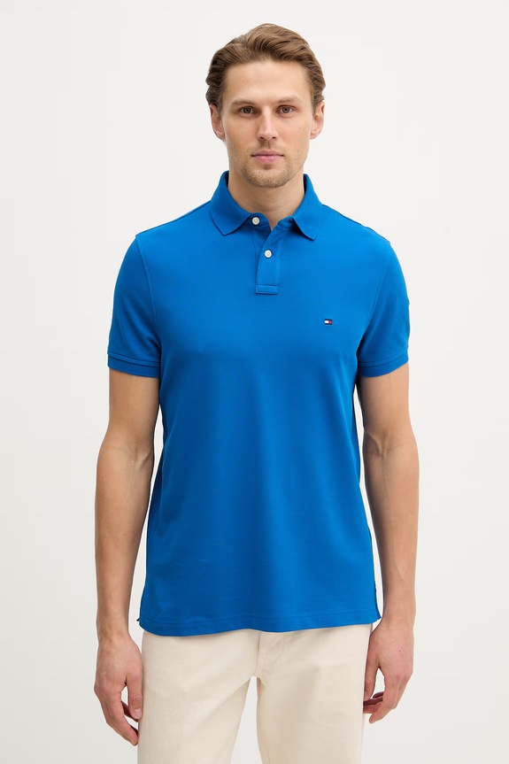 Tommy Hilfiger polo męskie bawełniane z elastanem wzorzyste niebieski MW0MW17770.