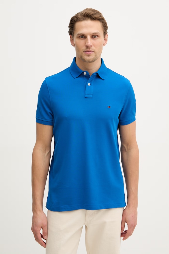 Tommy Hilfiger polo męskie bawełniane z elastanem wzorzyste niebieski MW0MW17770.