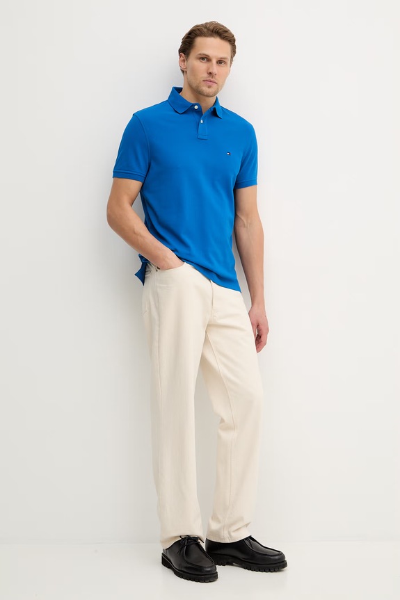 Tommy Hilfiger polo męskie bawełniane z elastanem MW0MW17770. niebieski SS26