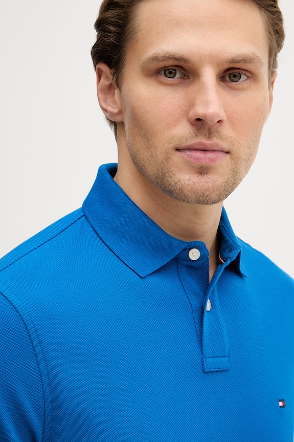 Tommy Hilfiger polo męskie bawełniane z elastanem niebieski MW0MW17770.