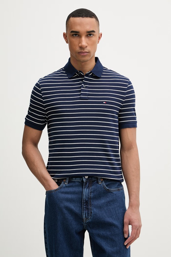 Tommy Hilfiger polo męskie bawełniane z elastanem granatowy MW0MW17770.