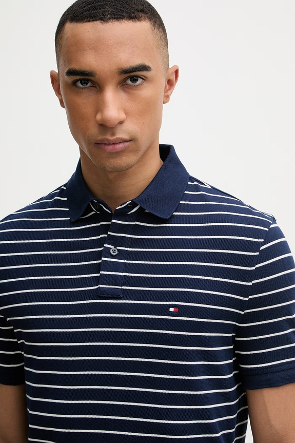 Tommy Hilfiger polo męskie bawełniane z elastanem granatowy MW0MW17770.
