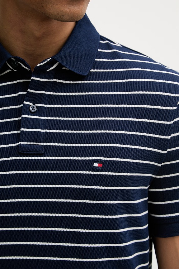 Tommy Hilfiger polo męskie bawełniane z elastanem MW0MW17770. granatowy