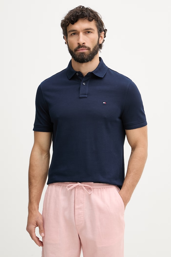 Tommy Hilfiger polo muški od pamuka s elastanom mornarsko plava MW0MW17770.