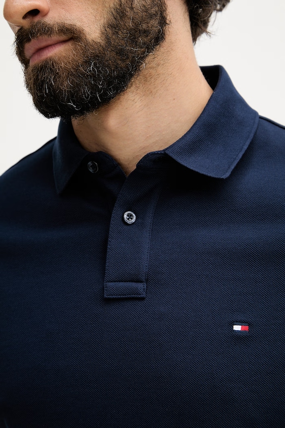 Tommy Hilfiger polo muški od pamuka s elastanom MW0MW17770. mornarsko plava