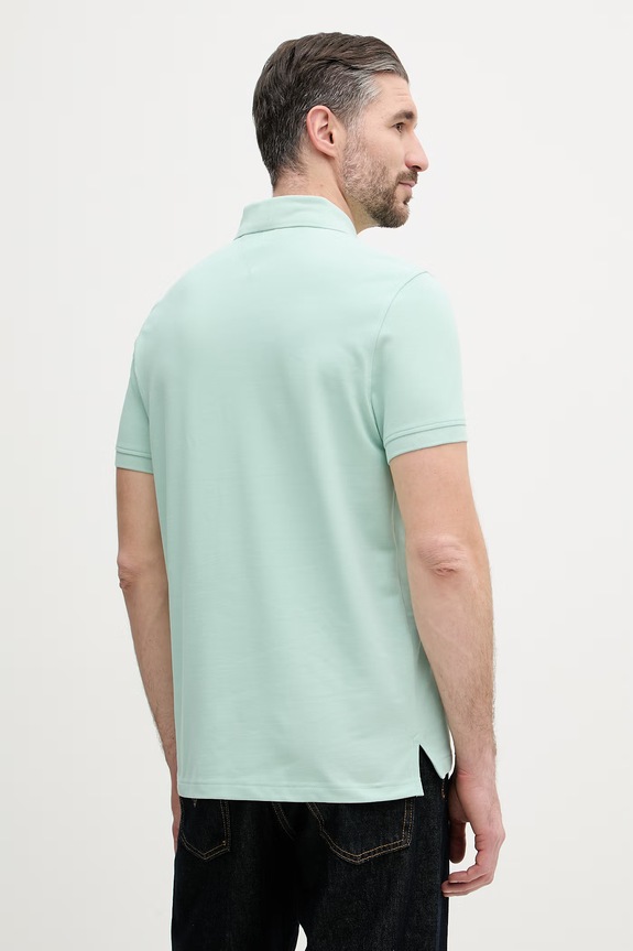 Odzież Tommy Hilfiger polo męskie bawełniane z elastanem MW0MW17770. turkusowy