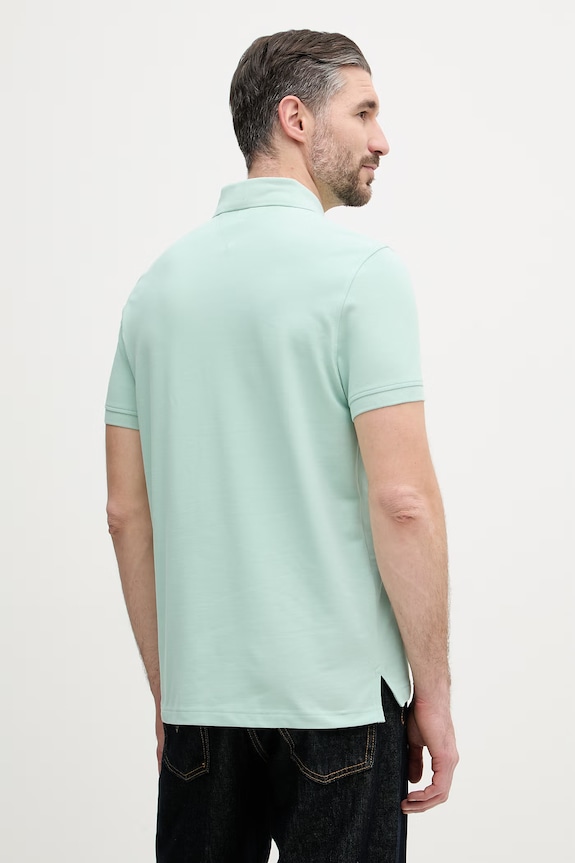 Odzież Tommy Hilfiger polo męskie bawełniane z elastanem MW0MW17770. turkusowy