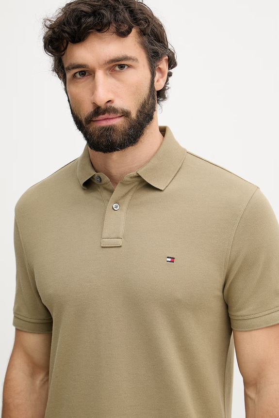 Tommy Hilfiger πόλο Ανδρικό από βαμβάκι με ελαστάν πράσινο MW0MW17770.
