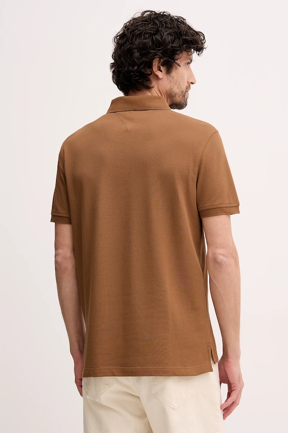 Odzież Tommy Hilfiger polo męskie bawełniane z elastanem MW0MW17770. brązowy
