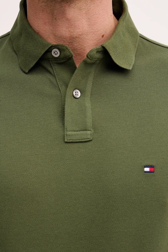 Tommy Hilfiger polo męskie bawełniane z elastanem MW0MW17770. zielony