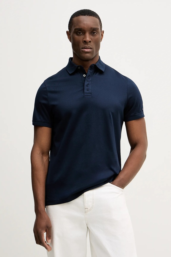 Bavlnené polo tričko Tommy Hilfiger jednofarebný tmavomodrá MW0MW41611