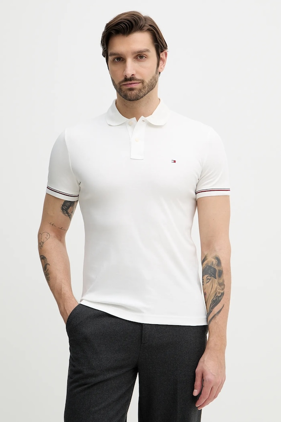 Tommy Hilfiger polo de bumbac slim alb MW0MW41612