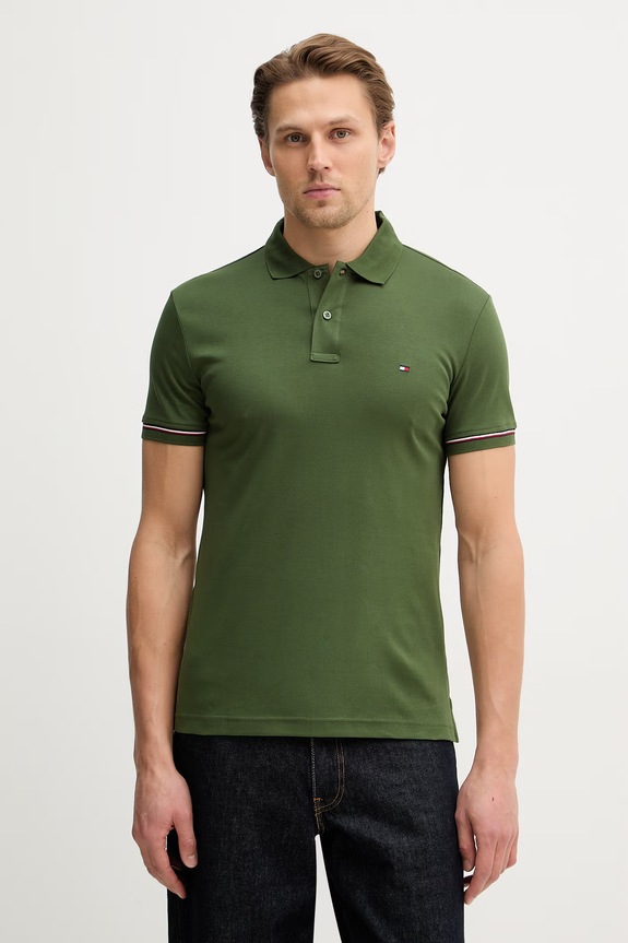 Bavlnené polo tričko Tommy Hilfiger nášivka zelená MW0MW41612