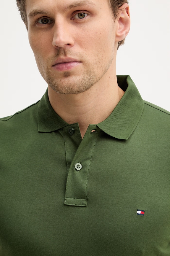 Oblečenie Bavlnené polo tričko Tommy Hilfiger MW0MW41612 zelená