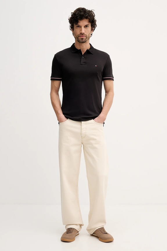 Tommy Hilfiger polo bawełniane MW0MW41612 czarny SS26