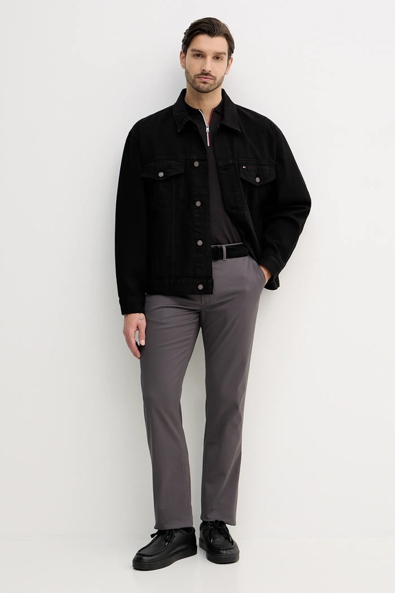 Βαμβακερό μπλουζάκι πόλο Tommy Hilfiger MW0MW41613 μαύρο SS26