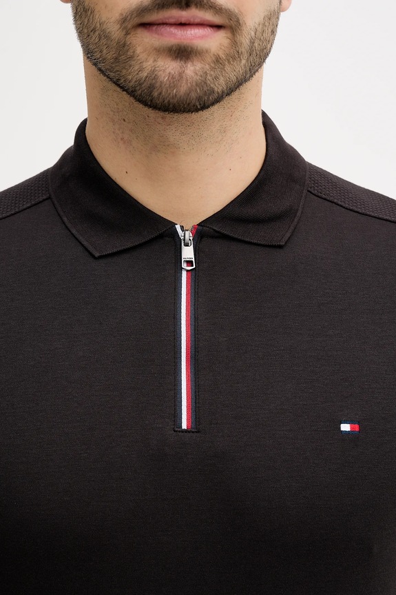 Βαμβακερό μπλουζάκι πόλο Tommy Hilfiger MW0MW41613 μαύρο