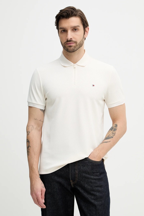 Polo tričko Tommy Hilfiger jednofarebný béžová MW0MW41773