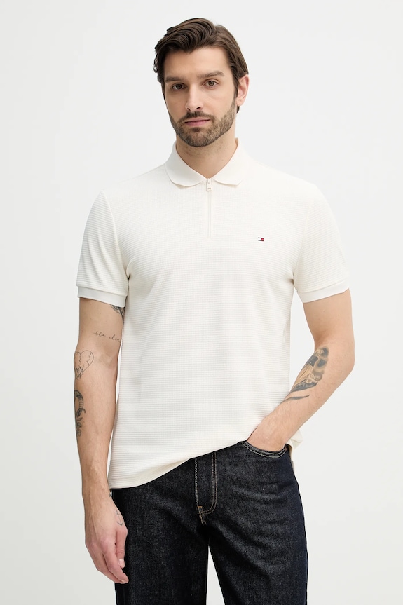 Polo tričko Tommy Hilfiger jednofarebný béžová MW0MW41773