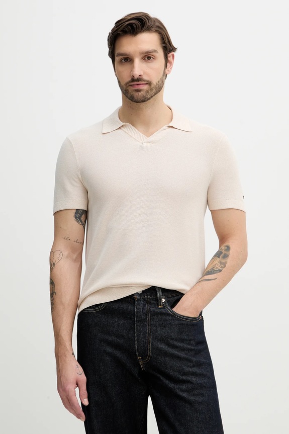 Polo tričko Tommy Hilfiger jednofarebný béžová MW0MW41823