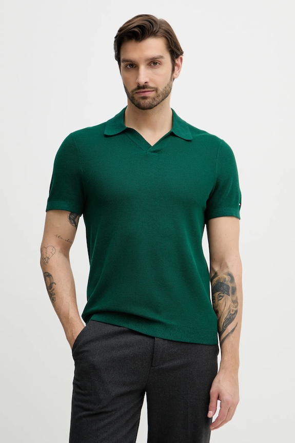 Polo tričko Tommy Hilfiger jednofarebný zelená MW0MW41823