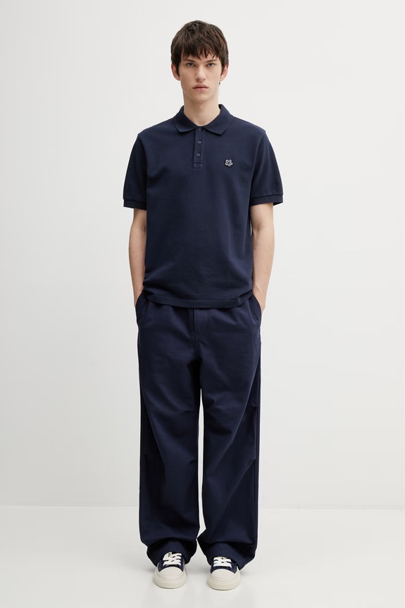 Bavlněné polo tričko Kenzo FF65PO1534PU námořnická modř