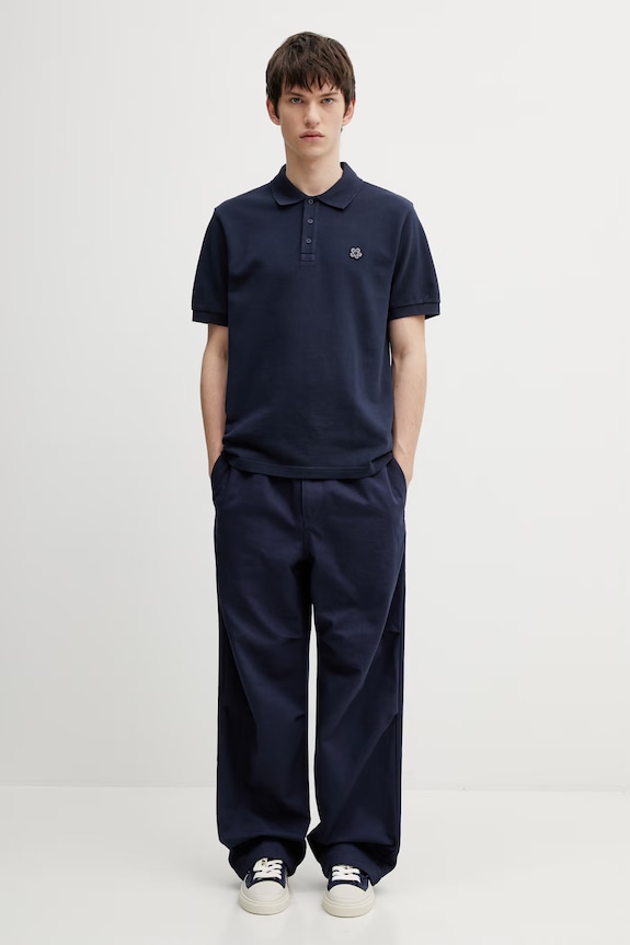Bavlněné polo tričko Kenzo FF65PO1534PU námořnická modř