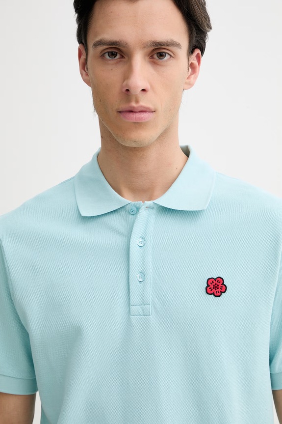 Kenzo polo bawełniane turkusowy FF65PO1534PU