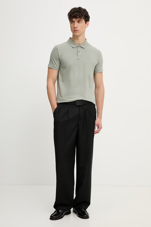 Calvin Klein polo męskie z bawełną LV04LC254G zielony SS26
