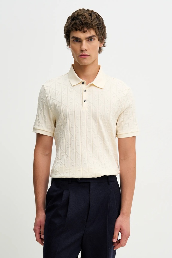 Bavlnené polo tričko Calvin Klein slim béžová LV04LE203G