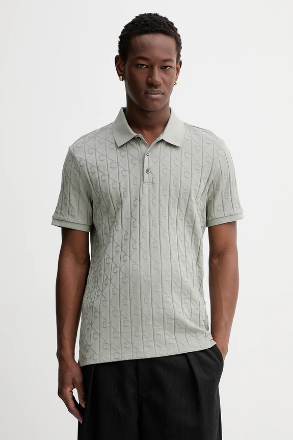 Bavlnené polo tričko Calvin Klein slim zelená LV04LE203G