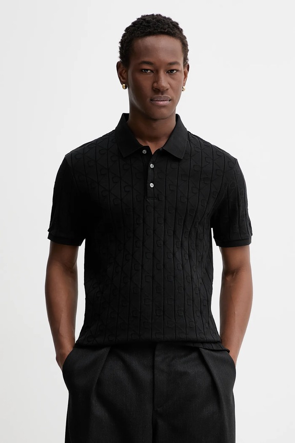 Bavlnené polo tričko Calvin Klein slim čierna LV04LE203G
