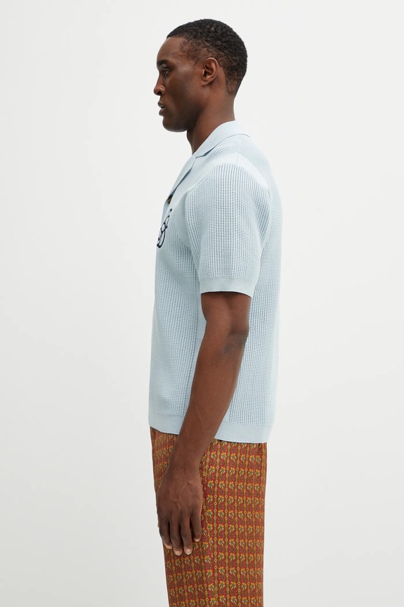 Bavlnené polo tričko Drôle de Monsieur Polo Maille Monogramme J.PO171.CO207.LBE modrá SS26