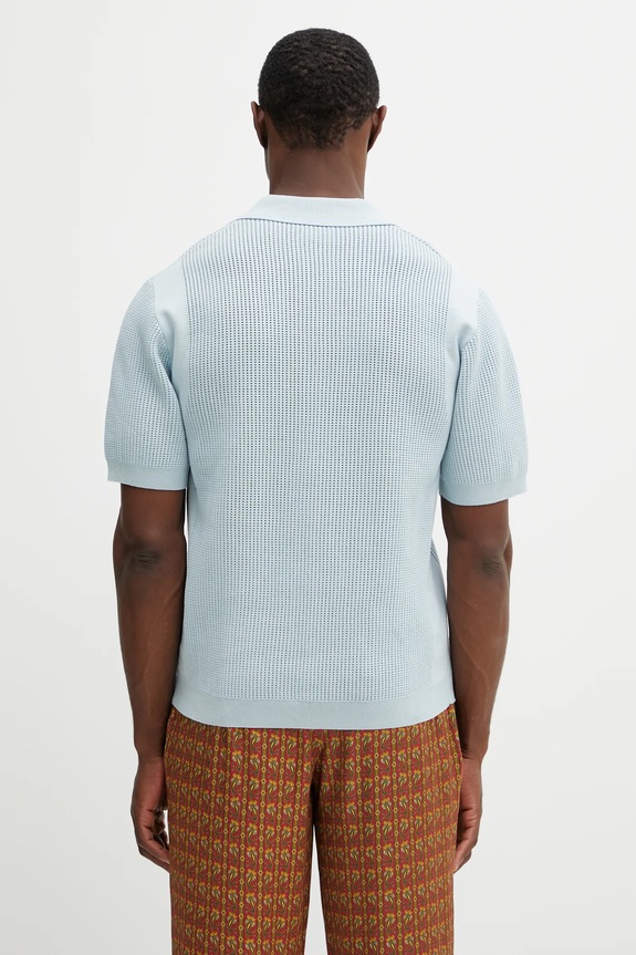 Oblečenie Bavlnené polo tričko Drôle de Monsieur Polo Maille Monogramme J.PO171.CO207.LBE modrá