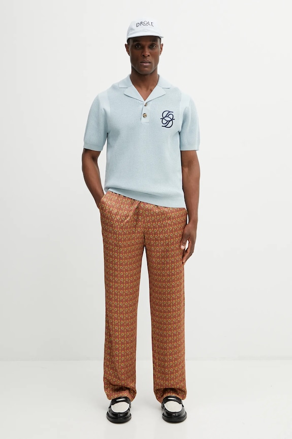 Памучна тениска с яка Drôle de Monsieur Polo Maille Monogramme J.PO171.CO207.LBE син