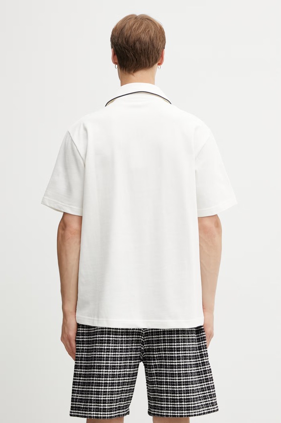 Oblačila Drôle de Monsieur polo majica moška bombažna Patch K.PL165.CO264.OW bež