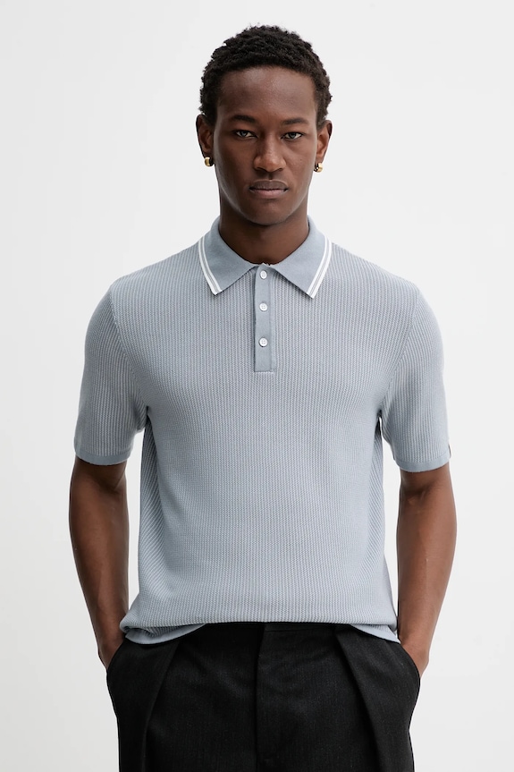 Polo tričko Rag & Bone regular modrá RH9125H6MCO