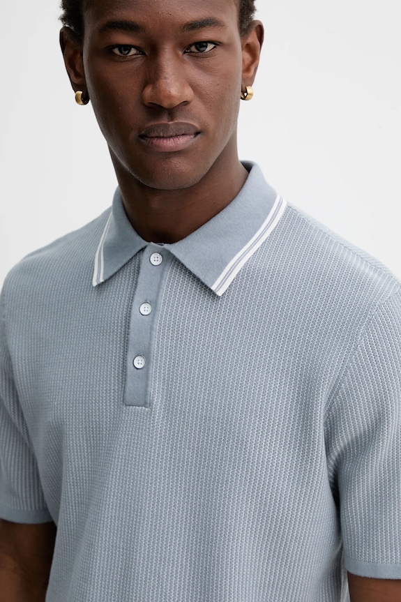 Polo tričko Rag & Bone modrá RH9125H6MCO
