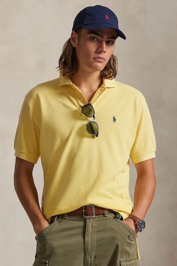 Βαμβακερό μπλουζάκι πόλο Polo Ralph Lauren κανονικό κίτρινο 710A12934