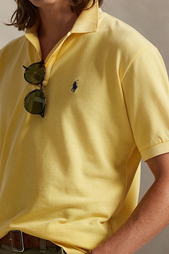 Βαμβακερό μπλουζάκι πόλο Polo Ralph Lauren κίτρινο 710A12934