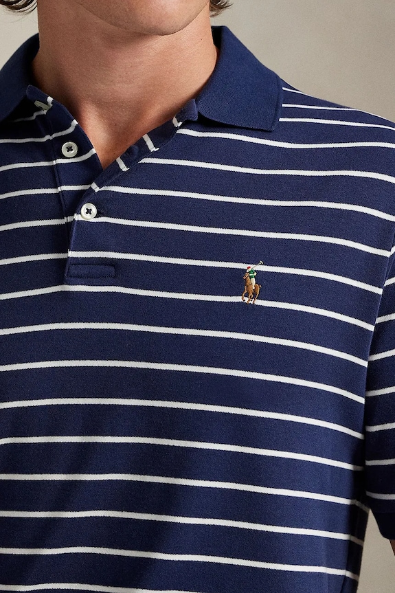 Bavlněné polo tričko Polo Ralph Lauren námořnická modř 710P07353
