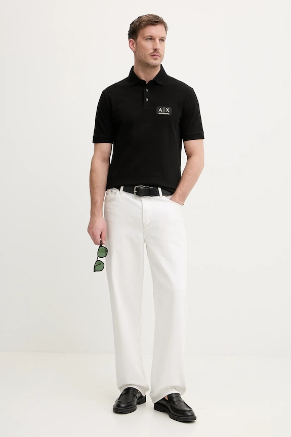 Armani Exchange polo de bumbac XM002231.AF10366 negru SS26