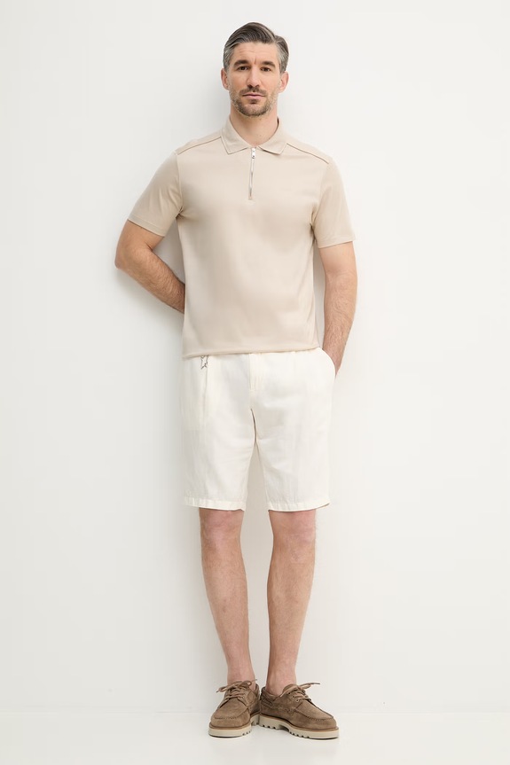 Bombažen polo Paul&Shark 26411207 bež SS26